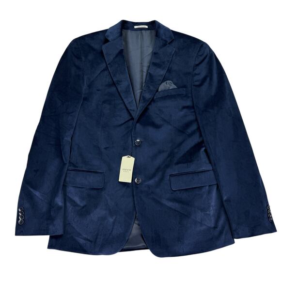 Alfani Mens Slim Fit Solid Velvet Sport Coat Blue 40R - Picture 1 of 4